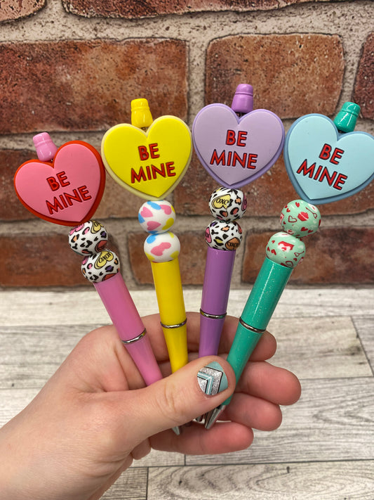 Be mine Valentines Sweetest Day silicone beaded ink pen