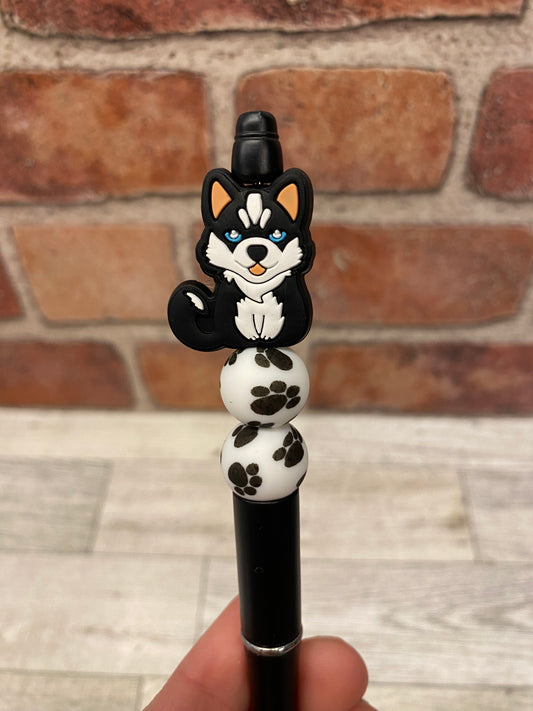 Husky silicone beaded ballpoint ink pen