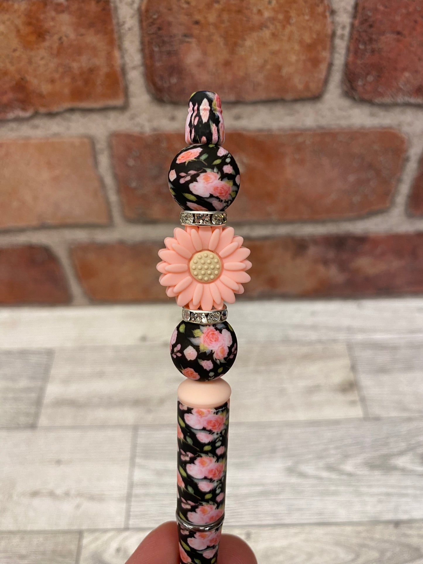 Sunflower flower floral silicone beaded ballpoint ink pen