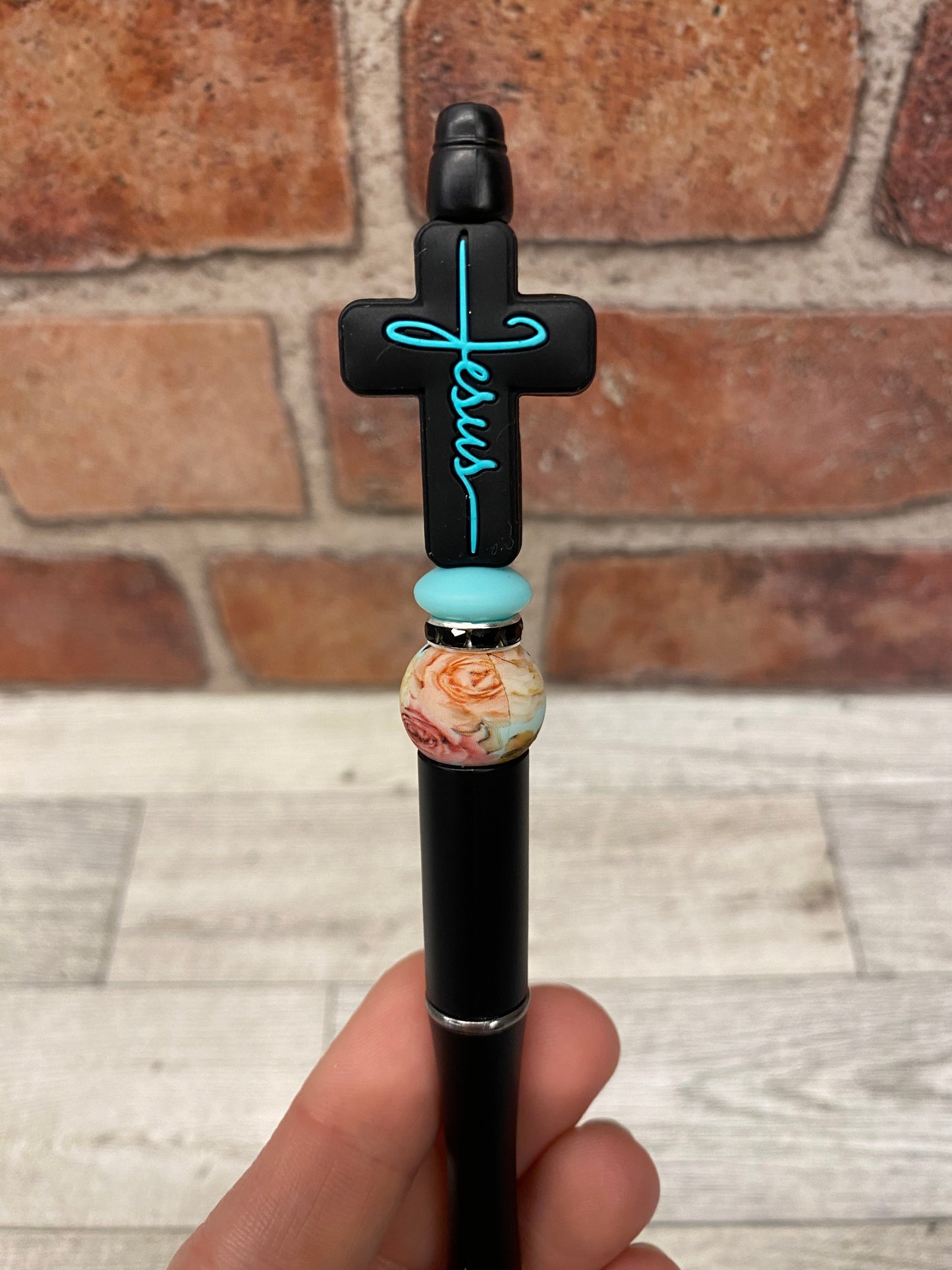 Jesus cross silicone beaded ink pen