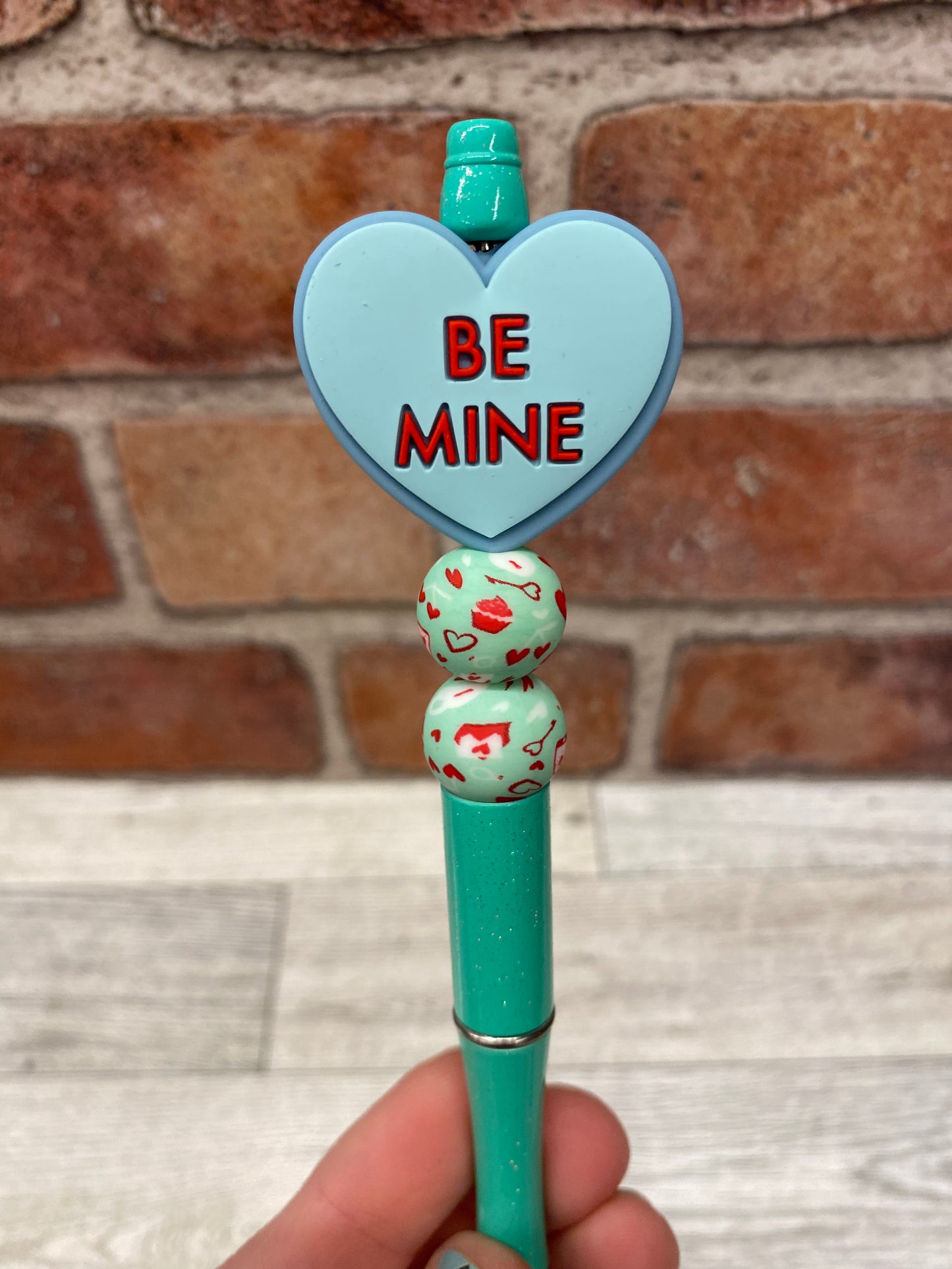 Be mine Valentines Sweetest Day silicone beaded ink pen