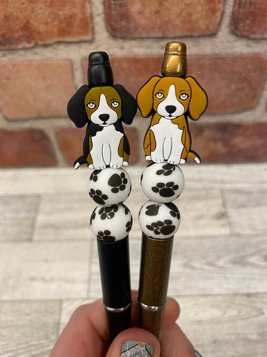 Beagle dog silicone beaded ballpoint ink pen