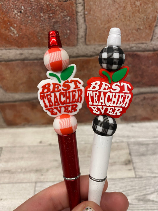 Best Teacher Ever silicone beaded ballpoint ink pen